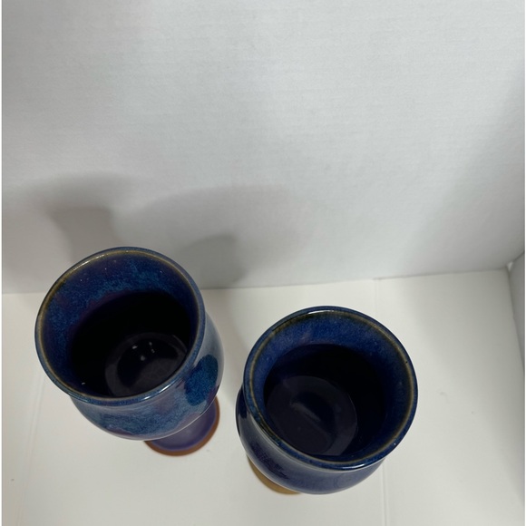 Set of 2 Blue/Purple Renaissance Festival Chalice Stoneware Wine Goblets. - Picture 2 of 4
